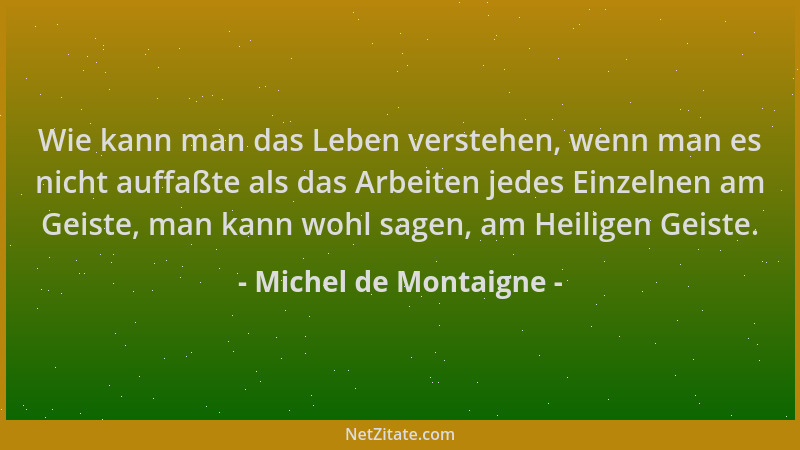 Michel de Montaigne - Wie kann man das Leben verstehen, wenn man es nicht auffaßte als das Arbeiten jedes Einzelnen am Geis...