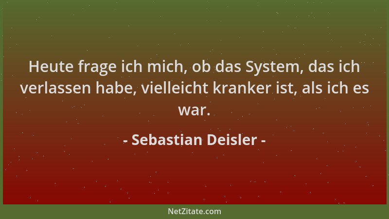 Sebastian Deisler - Heute frage ich mich, ob das System, das ich verlassen habe, vielleicht kranker ist, als ich es war....