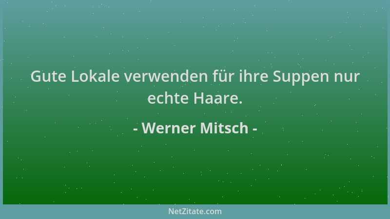 Werner Mitsch - Gute Lokale verwenden für ihre Suppen nur echte Haare....