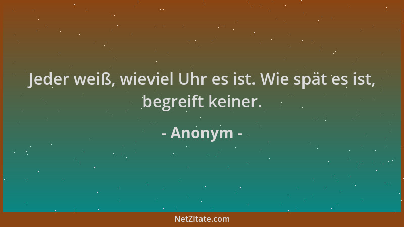Anonym - Jeder weiß, wieviel Uhr es ist. Wie spät es ist, begreift keiner....