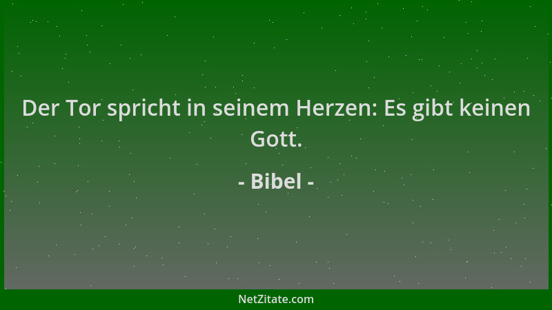 Bibel - Der Tor spricht in seinem Herzen: Es gibt keinen Gott....