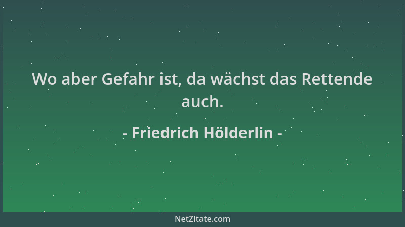 Friedrich Hölderlin - Wo aber Gefahr ist, da wächst das Rettende auch....