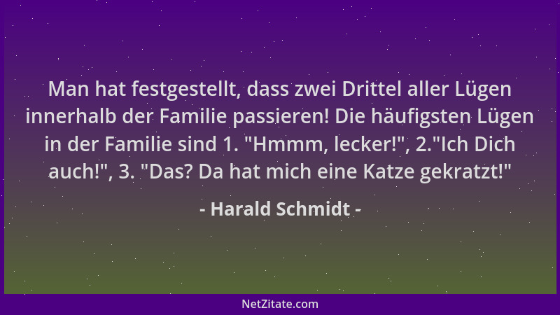 Harald Schmidt - Man hat festgestellt, dass zwei Drittel aller Lügen innerhalb der Familie passieren! Die häufigsten Lügen...