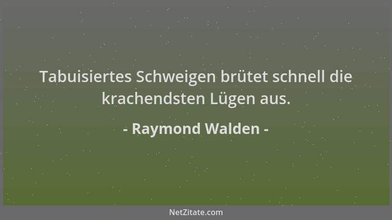 Raymond Walden - Tabuisiertes Schweigen brütet schnell die krachendsten Lügen aus....