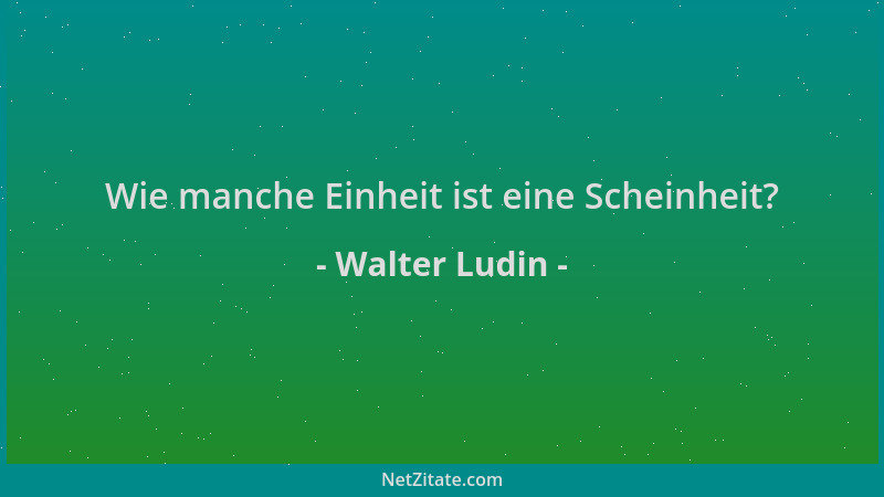 Walter Ludin - Wie manche Einheit ist eine Scheinheit?...