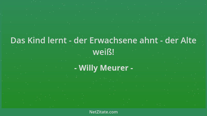 Willy Meurer - Das Kind lernt - der Erwachsene ahnt - der Alte weiß!...