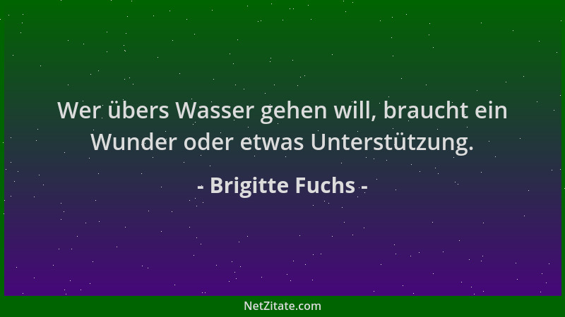 Brigitte Fuchs - Wer übers Wasser gehen will, braucht ein Wunder oder etwas Unterstützung....