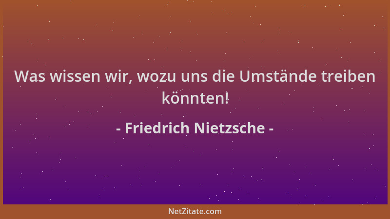 Friedrich Nietzsche - Was wissen wir, wozu uns die Umstände treiben könnten!...