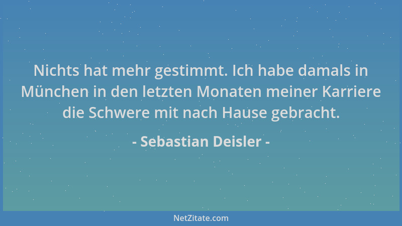 Sebastian Deisler - Nichts hat mehr gestimmt. Ich habe damals in München in den letzten Monaten meiner Karriere die Schwere...