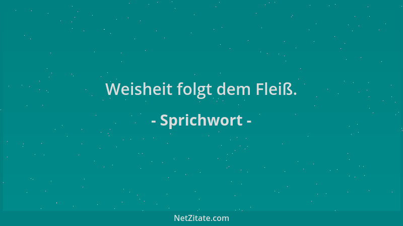 Sprichwort - Weisheit folgt dem Fleiß....