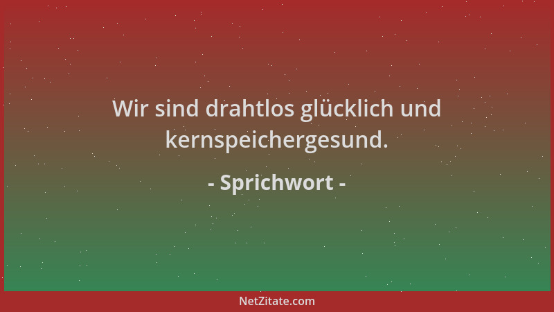 Sprichwort - Wir sind drahtlos glücklich und kernspeichergesund....