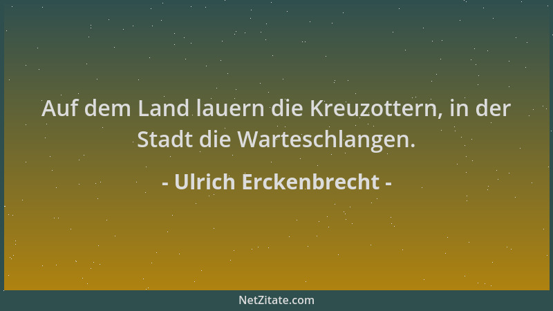 Ulrich Erckenbrecht - Auf dem Land lauern die Kreuzottern, in der Stadt die Warteschlangen....
