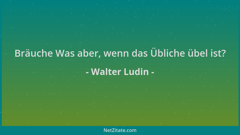 Walter Ludin - Bräuche Was aber, wenn das Übliche übel ist?...