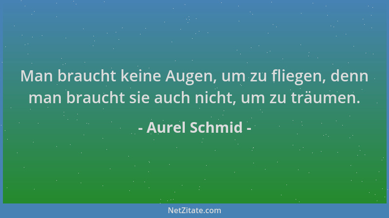 Aurel Schmid - Man braucht keine Augen, um zu fliegen, denn man braucht sie auch nicht, um zu träumen....