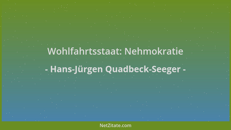Hans-Jürgen Quadbeck-Seeger - Wohlfahrtsstaat: Nehmokratie...