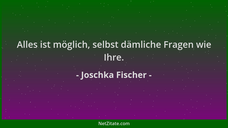 Joschka Fischer - Alles ist möglich, selbst dämliche Fragen wie Ihre....