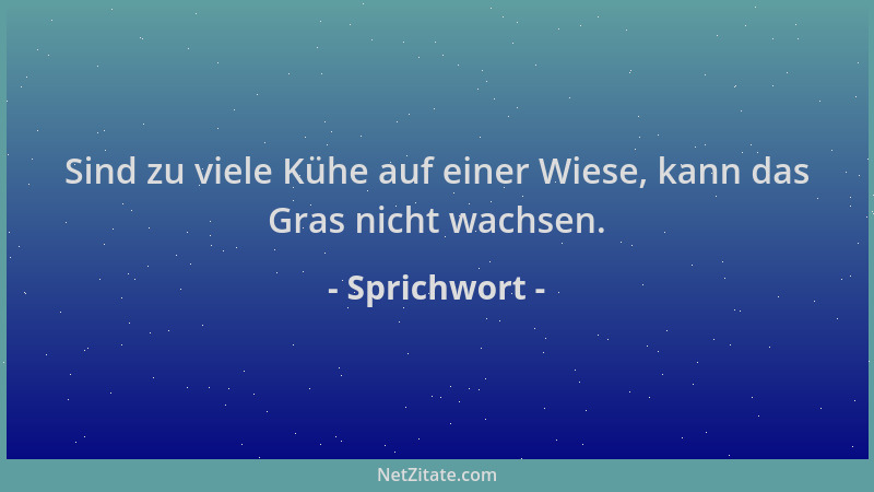Sprichwort - Sind zu viele Kühe auf einer Wiese, kann das Gras nicht wachsen....