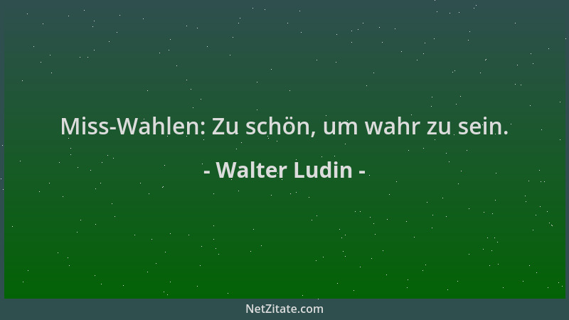 Walter Ludin - Miss-Wahlen: Zu schön, um wahr zu sein....