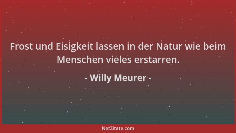Willy Meurer - Frost und Eisigkeit lassen in der Natur wie beim Menschen vieles erstarren....