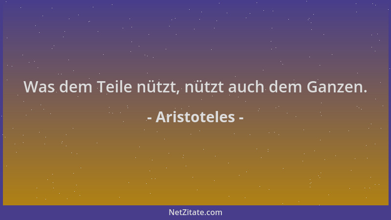 Aristoteles - Was dem Teile nützt, nützt auch dem Ganzen....