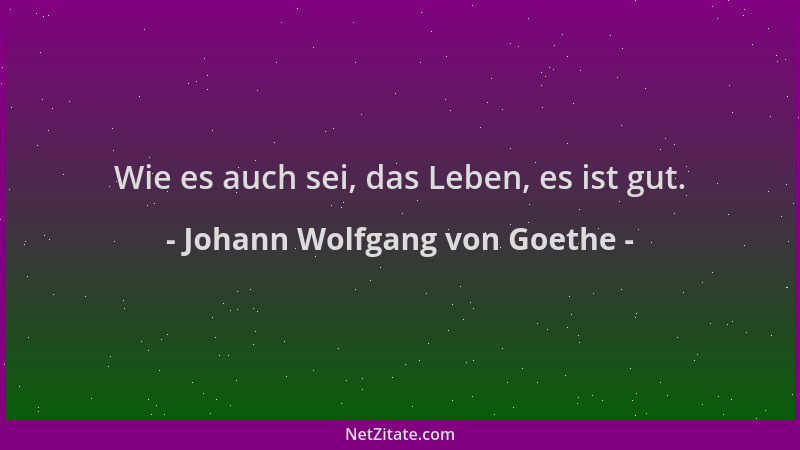 Johann Wolfgang von Goethe - Wie es auch sei, das Leben, es ist gut....
