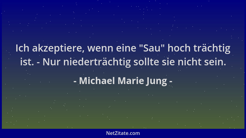 Michael Marie Jung - Ich akzeptiere, wenn eine  "Sau " hoch trächtig ist. - Nur niederträchtig sollte sie nicht sein....