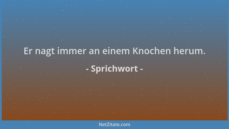 Sprichwort - Er nagt immer an einem Knochen herum....