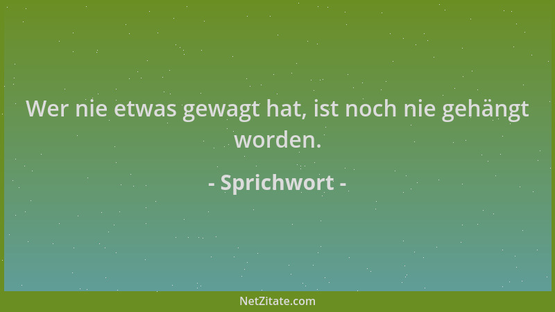 Sprichwort - Wer nie etwas gewagt hat, ist noch nie gehängt worden....