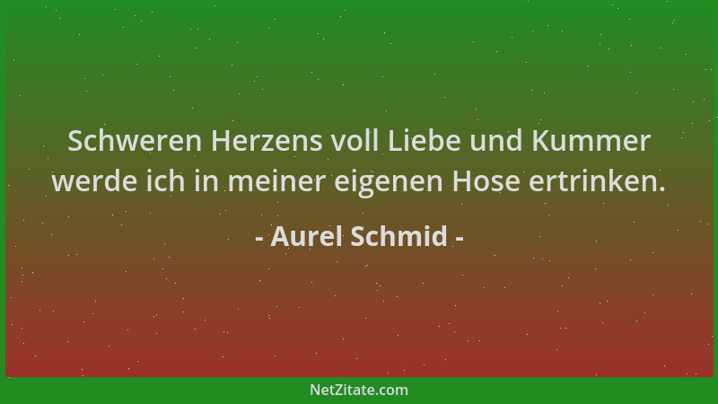 Aurel Schmid - Schweren Herzens voll Liebe und Kummer werde ich in meiner eigenen Hose ertrinken....