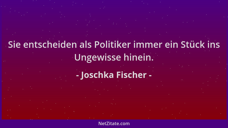 Joschka Fischer - Sie entscheiden als Politiker immer ein Stück ins Ungewisse hinein....