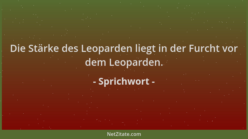 Sprichwort - Die Stärke des Leoparden liegt in der Furcht vor dem Leoparden....