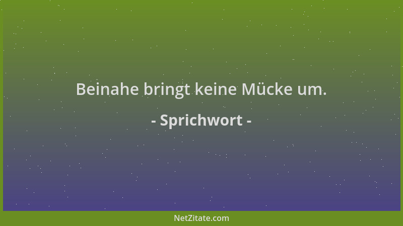Sprichwort - Beinahe bringt keine Mücke um....