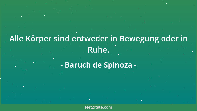 Baruch de Spinoza - Alle Körper sind entweder in Bewegung oder in Ruhe....