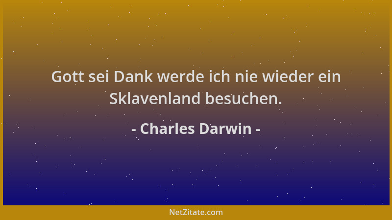 Charles Darwin - Gott sei Dank werde ich nie wieder ein Sklavenland besuchen....