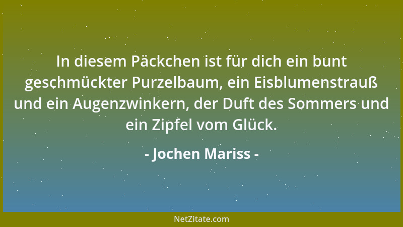 Jochen Mariss - In diesem Päckchen ist für dich ein bunt geschmückter Purzelbaum, ein Eisblumenstrauß und ein Augenzwinkern...