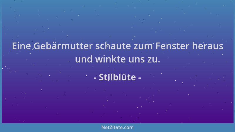 Stilblüte - Eine Gebärmutter schaute zum Fenster heraus und winkte uns zu....